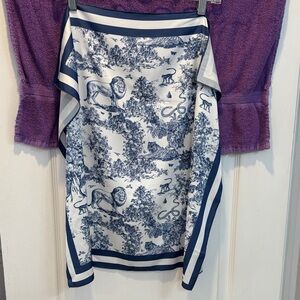 NWOT Chic Blue and White Animal Print Toile Scarf